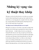 Những kỳ vọng vào kỹ thuật thay khớp