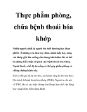 Thực phẩm phòng, chữa bệnh thoái hóa khớp Nhiều người, nhất là người lớn