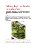 Những loại rau bổ cho sản phụ ở cữ 