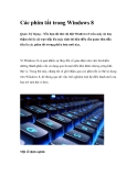 Các phím tắt trong Windows 8