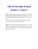 Một số thủ thuật sử dụng Windows 7 Explorer
