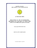 LUẬN VĂN: PHÂN TÍCH CÁC YẾU TỐ ẢNH HƯỞNG ĐẾN ĐỘNG LỰC LÀM VIỆC CỦA NHÂN VIÊN