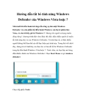 Hướng dẫn tắt bỏ tính năng Windows Defender của Windows Vista hoặc 7