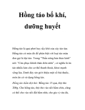 Hồng táo bổ khí, dưỡng huyết