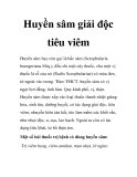 Huyền sâm giải độc tiêu viêm