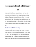 Món canh thanh nhiệt ngày hè