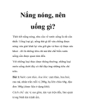 Nắng nóng, nên uống gì?