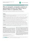 Báo cáo y học: "Effect of osteopathic manipulative treatment on gastrointestinal function and length of stay of preterm infants: an exploratory study"