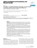 Báo cáo y học: "The effects of cognitive-behavioural therapy on mood-related ruminative response style in depressed adolescents"