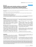 Báo cáo y học: "Brachial artery peak velocity variation to predict fluid responsiveness in mechanically ventilated patients"