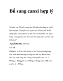 Bổ sung canxi hợp lý