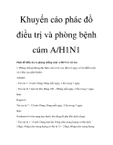 Khuyến cáo phác đồ điều trị và phòng bệnh cúm A/H1N1