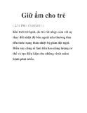 Giữ ấm cho trẻ
