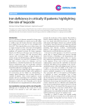 Báo cáo y học: " Iron deficiency in critically ill patients: highlighting the role of hepcidin"