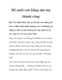 Để nuôi con bằng sữa mẹ thành công