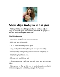 Nhận diện tình yêu ở hai giới 