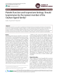 Platelet function and Isoprostane biology. Should Isoprostanes be the newest member of the Orphan-ligand family?