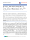 Báo cáo y học: "The impact of the National HIV Health Care Worker Hotline on patient care in South Africa"