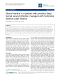 Báo cáo y học: "Sternal reentry in a patient with previous deep sternal wound infection managed with horizontal titanium plate fixation"