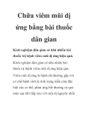 Chữa viêm mũi dị ứng bằng bài thuốc dân gian