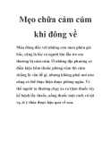 Mẹo chữa cảm cúm khi đông về