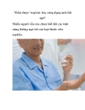 ‘Thần dược’ Aspirin: bảy công dụng mới bất ngờ!