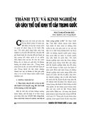 Báo cáo nghiên cứu khoa học " Thành tựu và kinh nghiệm cải cách thể chế kinh tế của Trung Quốc "