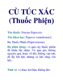 CÙ TÚC XÁC (Thuốc Phiện)