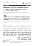 Báo cáo y học: " Improvement of platelet dysfunction in chronic myelogenous leukemia following treatment with imatinib: a case report"