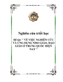 Đề tài: " VỀ VIỆC NGHIÊN CỨU VÀ ỨNG DỤNG NHO GIÁO, ĐẠO GIÁO Ở TRUNG QUỐC HIỆN NAY "