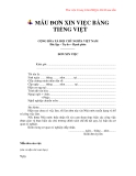 Đơn xin việc bằng Tiếng Việt - Tiếng Anh