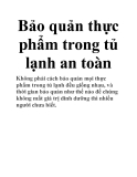 Bảo quản thực phẩm trong tủ lạnh an toàn