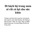 Đi bách bộ trong mưa sẽ rất có lợi cho sức khỏe