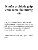 Khuẩn probiotic giúp chữa lành tổn thương não