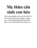 Mẹ thừa cân sinh con béo