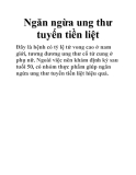 Ngăn ngừa ung thư tuyến tiền liệt