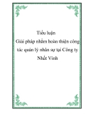 Tiểu luận - Giải pháp nhằm hoàn thiện công tác quản lý nhân sự tại Công ty Nhất Vinh