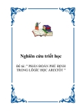 Đề tài: " PHÁN ĐOÁN PHỦ ĐỊNH TRONG LÔGÍC HỌC ARIXTỐT "