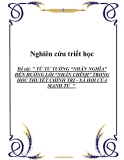 Đề tài: " TỪ TƯ TƯỞNG “NHÂN NGHĨA” ĐẾN ĐƯỜNG LỐI “NHÂN CHÍNH” TRONG HỌC THUYẾT CHÍNH TRỊ - XÃ HỘI CỦA MẠNH TỬ  "