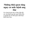 Những thói quen tăng nguy cơ mắc bệnh ung thư