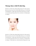 Massage giúp làm se khít lỗ chân lông
