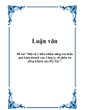 Luận văn: Một số ý kiến nhằm nâng cao hiệu quả kinh doanh của Công ty cổ phần ăn uống khách sạn Hà Tây