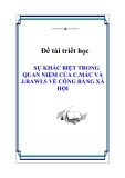 Đề tài triết học " SỰ KHÁC BIỆT TRONG QUAN NIỆM CỦA C.MÁC VÀ J.RAWLS VỀ CÔNG BẰNG XÃ HỘI "