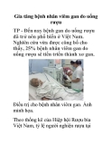 Gia tăng bệnh nhân viêm gan do uống rượu 