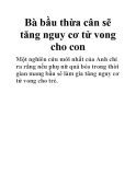 Bà bầu thừa cân sẽ tăng nguy cơ tử vong cho con