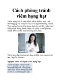 Cách phòng tránh viêm họng hạt