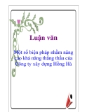 Luận văn: Một số biện pháp nhằm nâng cao khả năng thắng thầu của Công ty xây dựng Hồng Hà