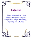 Luận văn: Tăng cường quản trị  họat động quản trị bán hàng của công ty Cơ - Điện - Đo lường – Tự động hóa DKNEC