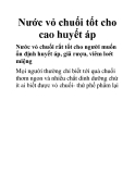 Nước vỏ chuối tốt cho cao huyết áp