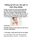 Những lợi ích của việc giữ vệ sinh răng miệng